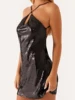 Elegant Women s Sequin Mini Dress with Spaghetti Straps and Backless Design Perfect for Summer Fashion Parties and Events 1