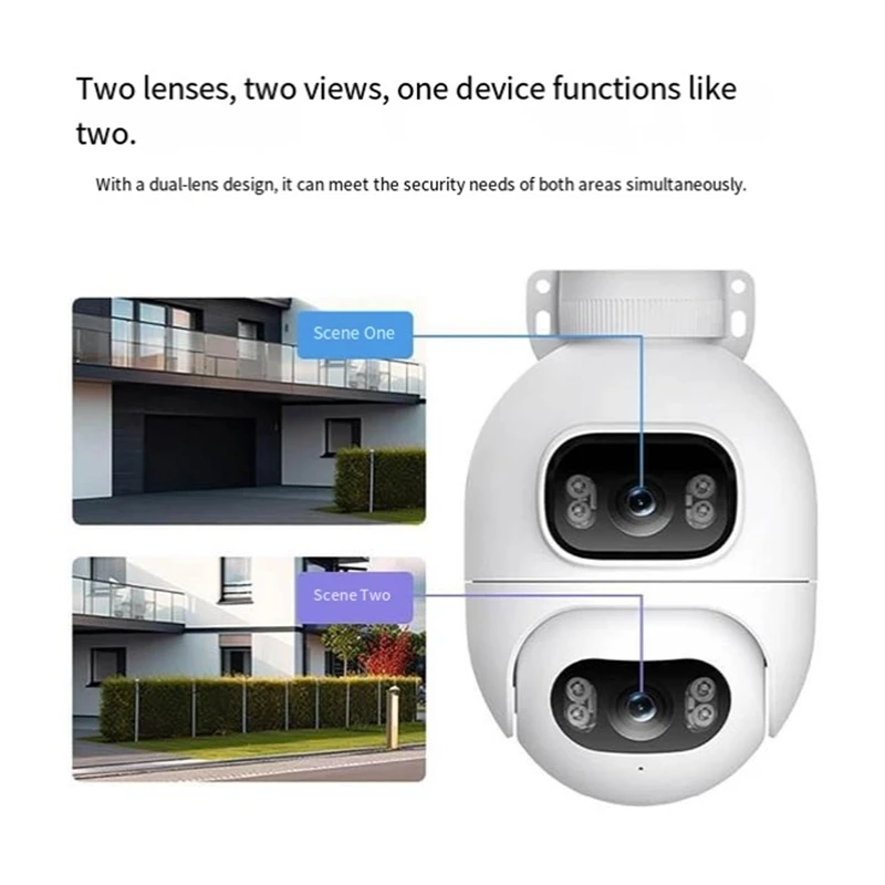 EC6 WiFi 듀얼 2K 렌즈 스포트라이트 카메라 컬러 야간 투시 AI 감지 양방향 오디오 사이렌 알람 보안 카메라 미국 플러그-A12I