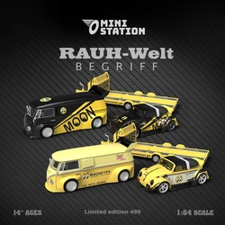**Pre-Order** Mini Station 1:64 Mooneyes T1 Van & Beetle Targa w/Trailer limited499 Diecast Model Car