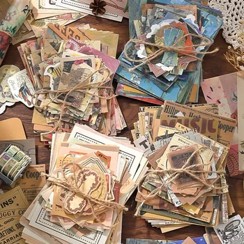 Kit di 100 Fogli di Carta Vintage per Scrapbooking, Materiale Decorativo Retrò per Collage, Fai-da-Te, Quaderni e Decorazione Album