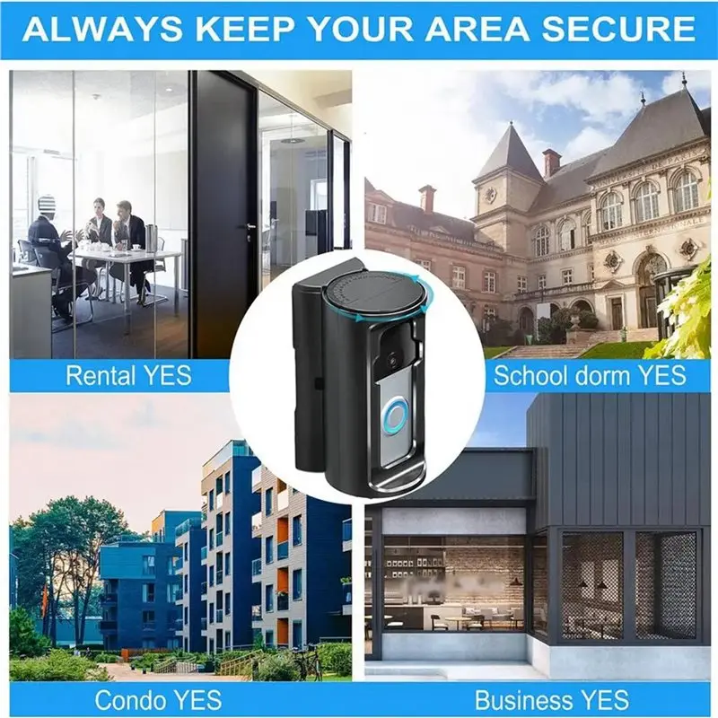 2X 새 링 도어벨 마운트 드릴 없이 설치하는 링 도어 홀더 도어벨 마운트 드릴 없이 조절 가능한 링 도어벨 케이스 -A86G