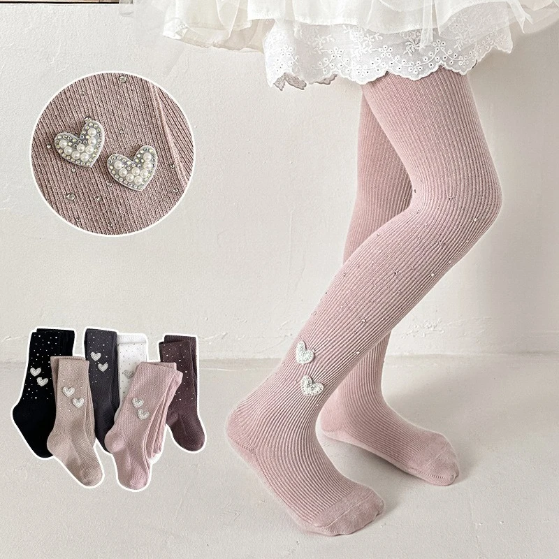 Girls Pantyhose Full Diamond Spring and Autumn Children Girls Summer Thin Leggings Baby Baby Wear White