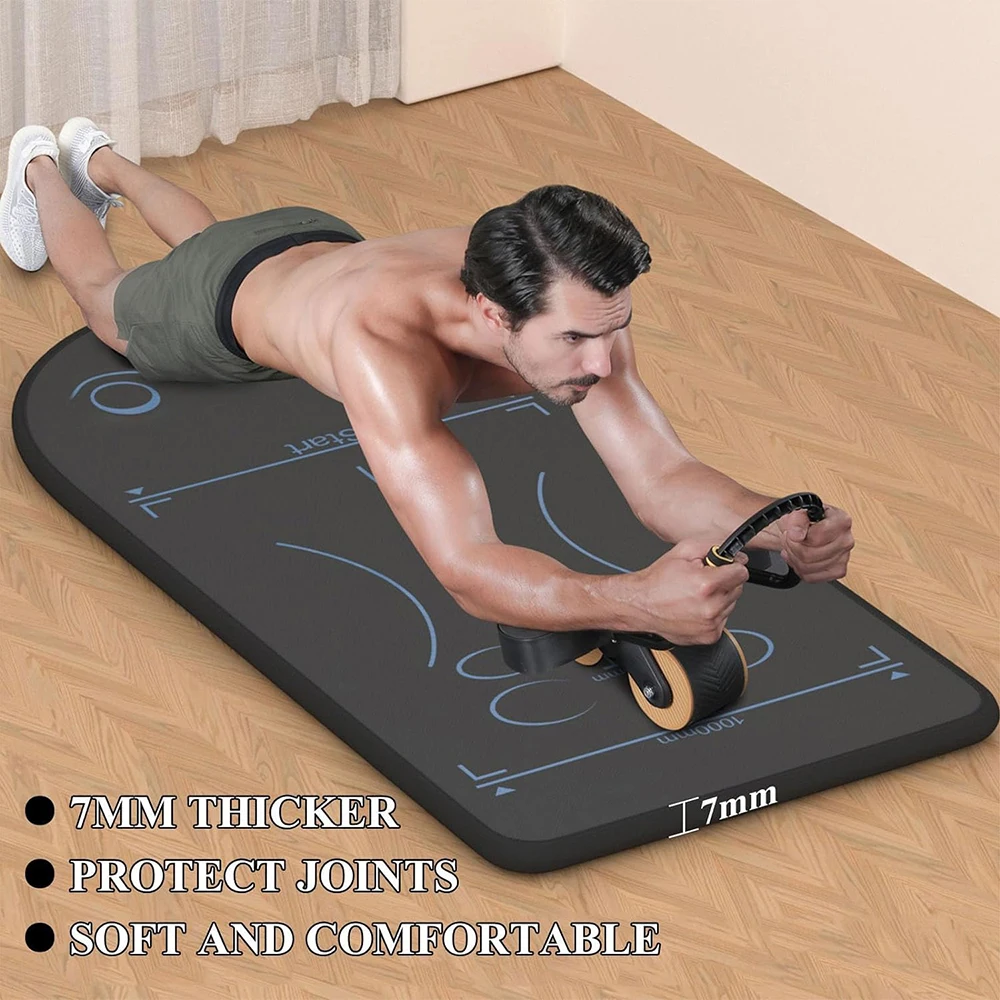 Yoga Mat Men's Fitness Mat Exercise at home Roller Wheel Belly Workout Professional Non-slip Gym Exercise