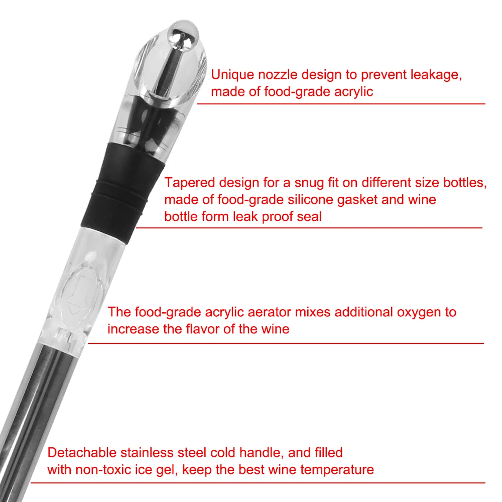 Drink Cooler Rapid Iceless Wine Chilling Rod Aerator Pourer Stainless Steel Cooler Ice Chil Bar Set Bottle Stick