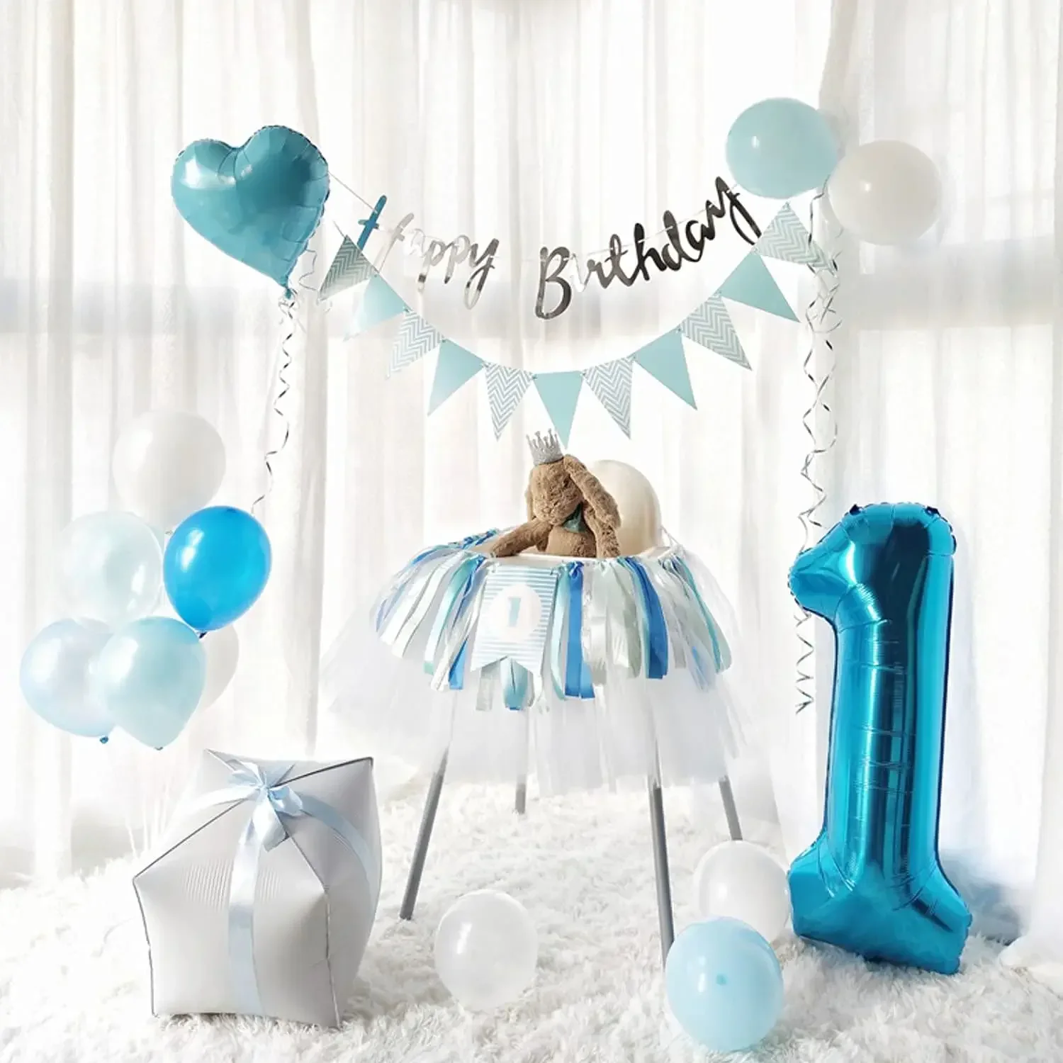 High Chair Tutu Skirt Wedding Event Desk Cover Tulle Chair Skirt Party Supplies for Christmas Halloween Birthday Decoration