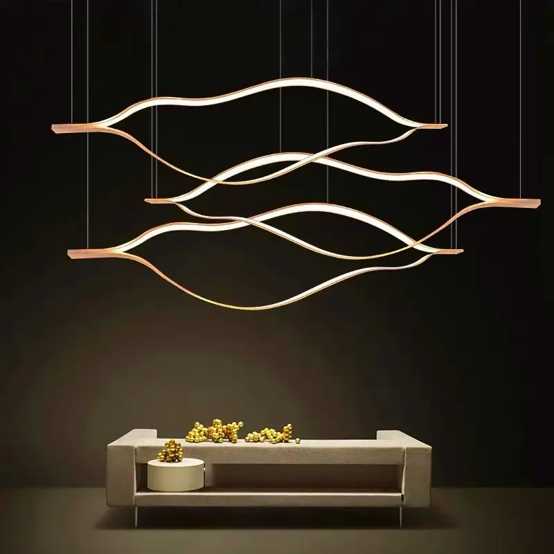 

Minimalist designer villa restaurant long pendant lamp postmodern living room hotel lobby bar lip shaped pendant lamp