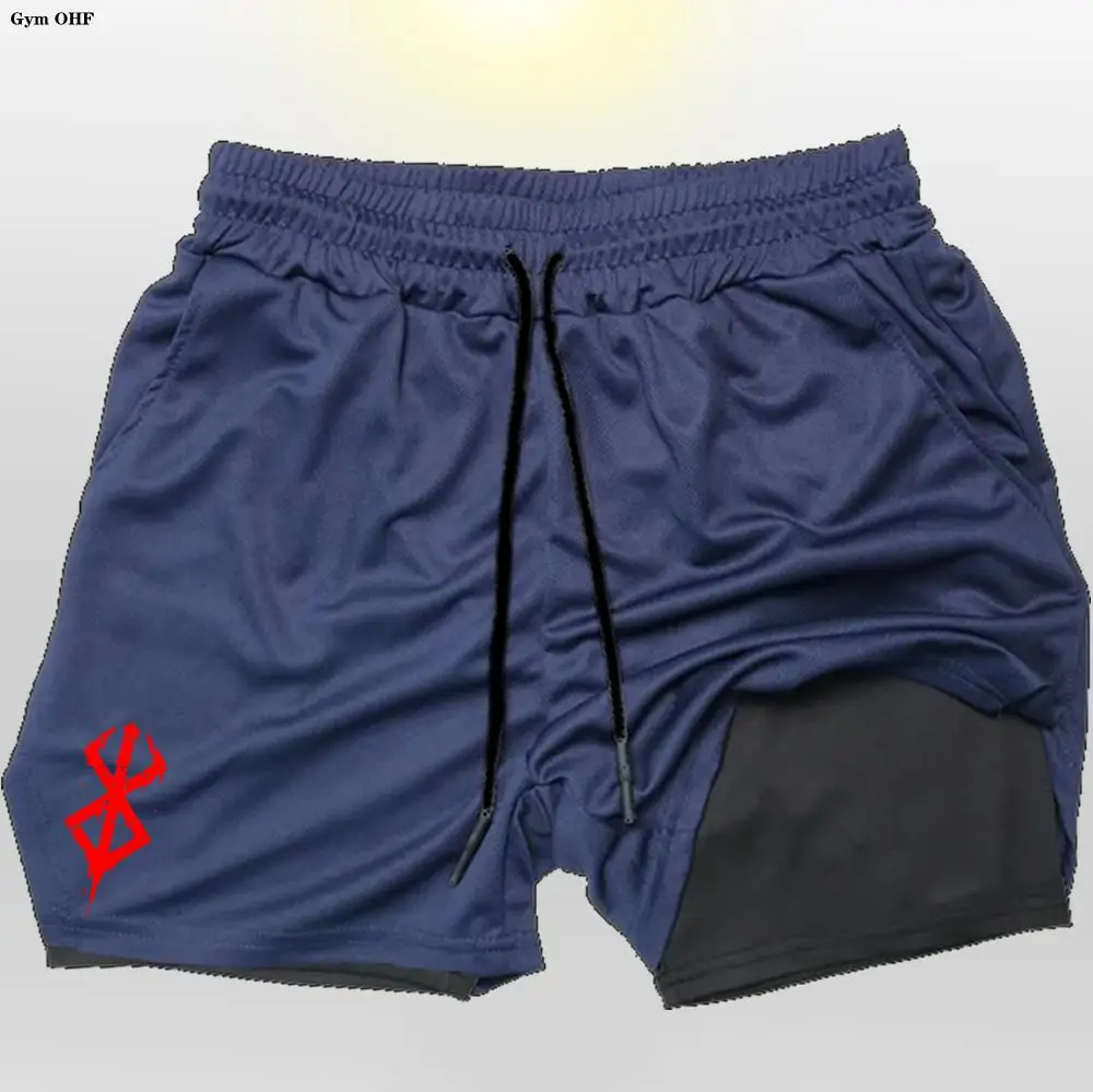 Anime Berserk 2 in 1 Breathable Stretch Men's Shorts Gym High Performance Double Layer Quick Dry Compression Men 5