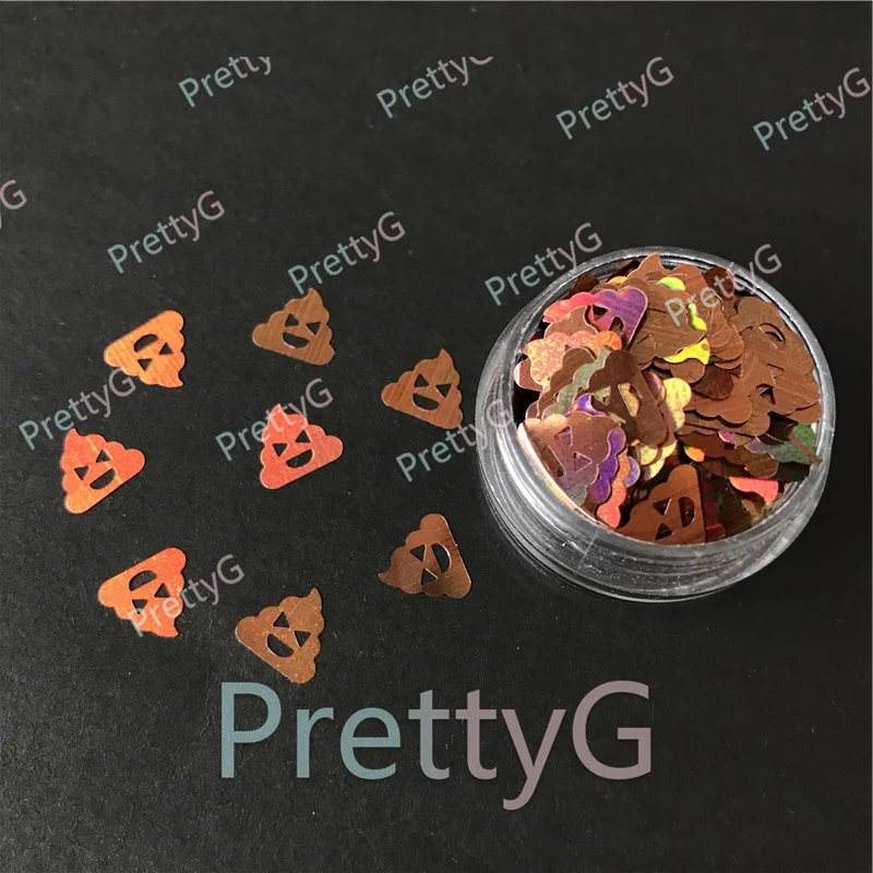 PrettyG 1 Box Excrement Feces Shit Shape Laser Glitter Sequins for Resin DIY Making Art Craft Nail Decoration Accessories LB406
