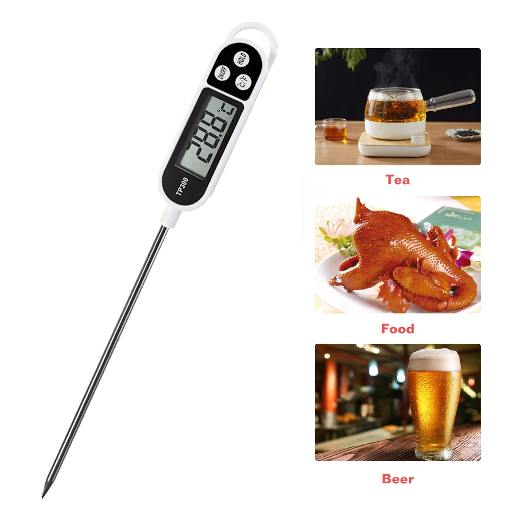 TP300 Digital Food Thermometer LCD Display Electronic Food Thermometer Electronic Temperature Probe for Meat /Cooking /BBQ/Milk