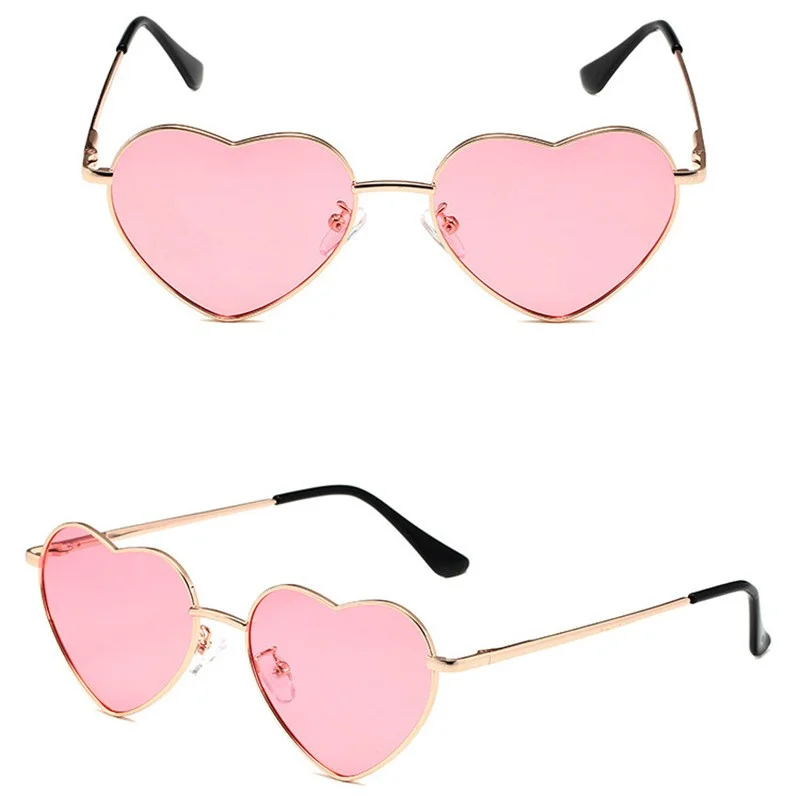 Fashion Women's Metal Heart Shaped Sun Gradient Outdoor Goggles Female Eyewear UV400 Shades Metal Women Girls_voghion.com