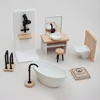 1/12 Dollhouse Simulation White Wash Basin Tub Toilet Model Dollhouse Miniature Furniture Bathroom Decor Baby Pretend Toys 2