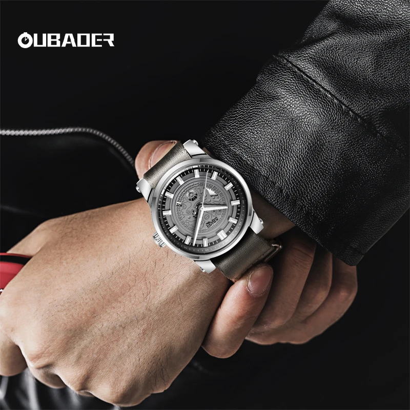 Oubaoer 2023 special creative nylon fashion trend fashion quartz movement luminous waterproof nylon men's quartz watch