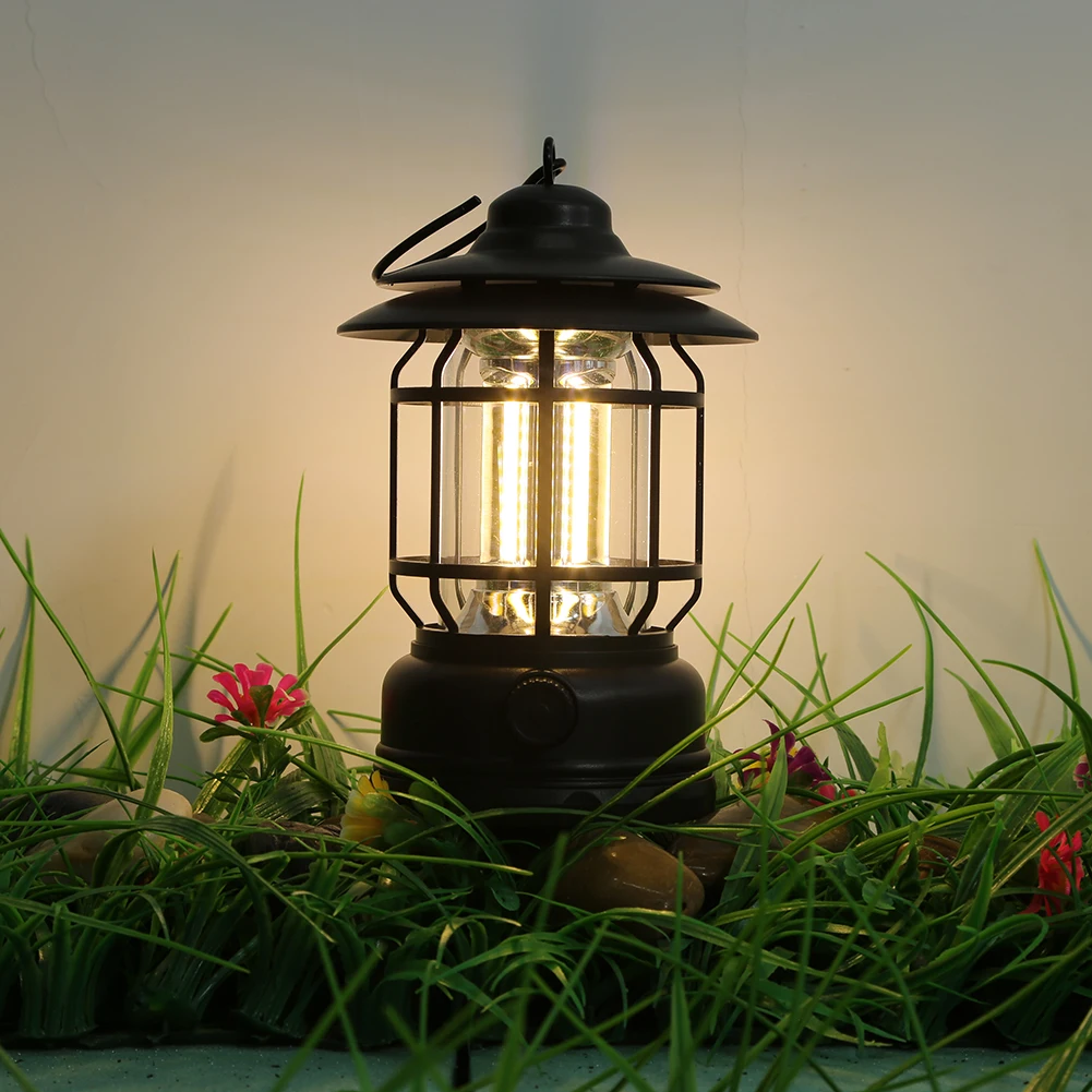 Portable Camping Light Outdoor Lighting Retro Lantern for Camping Equipment  Vintage Tent Lamp LED Work Light USB Recharge Light