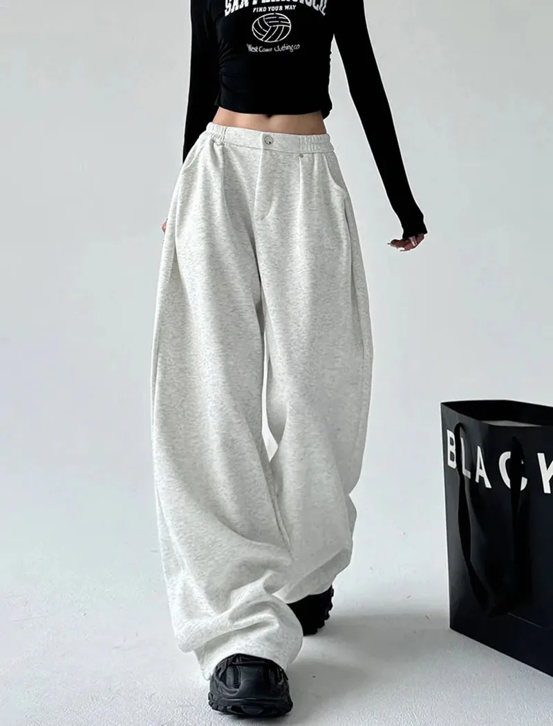 FANAN Übergroße Frauen Grau Jogginghose Y2K Amerika Stil Retro Baggy Hosen Weibliche Casual Sport Street Hip Hop Hosen 2025 – Detail 3