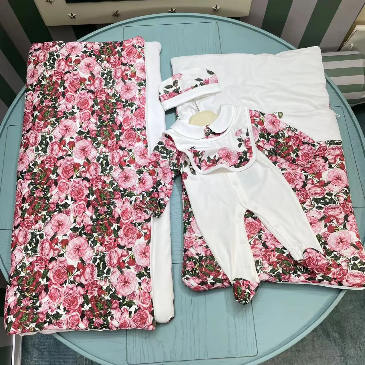 New autumn and winter flower print children's duvet cotton children's sleeping bag