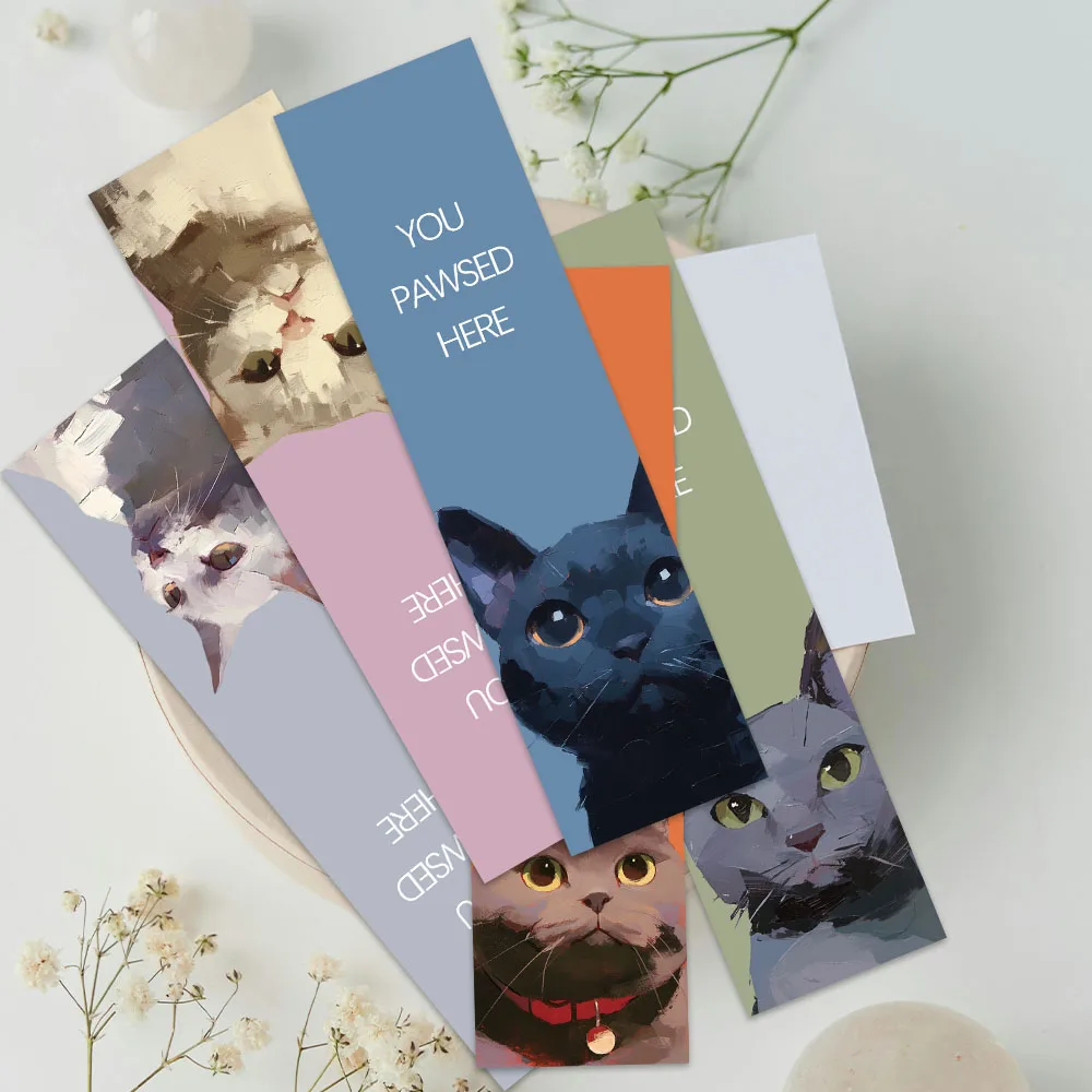 Funny Cartoon Animal Pet Cats Aesthetic Paper Bookmarks 30pcs For Library Office Book Journal Page Marker Students Readers Gift