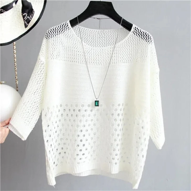 Spring and Summer New Ice Silk Top Knitted Back Hollow Thin Bottom Suspender Street Women's Casual Shirt 13686