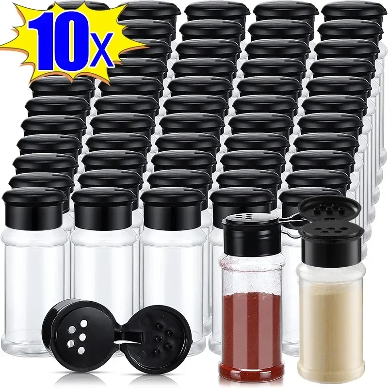 Description Picture 4 of itemClear Spices Bottle Salt Pepper Shakers Plastic Barbecue Seasoning Jars Condiment Box Kitchen Gadgets Powder Storage Can
