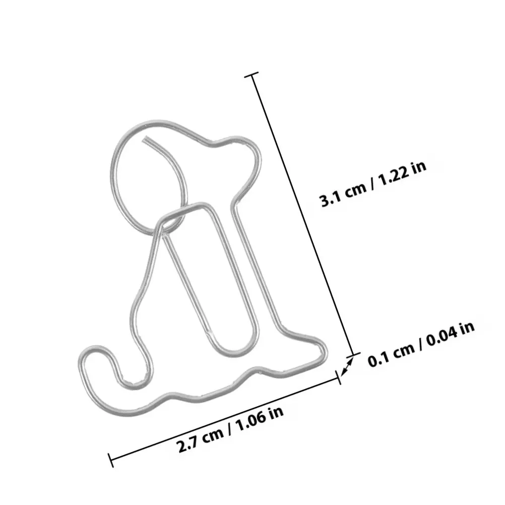 100Pcs 앉아있는 개 모양 종이 클립 금속 작은 종이 클립 문서 파일 메모 사진 메모 페이지를 위한 창의적인 사무용품