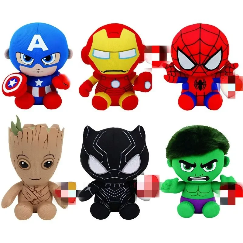 Avengers Marvel Series Peluche Bambola Iron Man Spiderman Black Panther Boy Hero Doll Ragdoll Cartoon Periferiche Set Di Quattro Pezzi