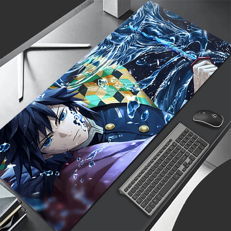 Demon Slayer Tomioka Giyuu Mouse Pad Gaming Accessories PC Gamer alfombrilla xxl Computer Desk Mat Laptop Varmilo Keyboard Pads 6