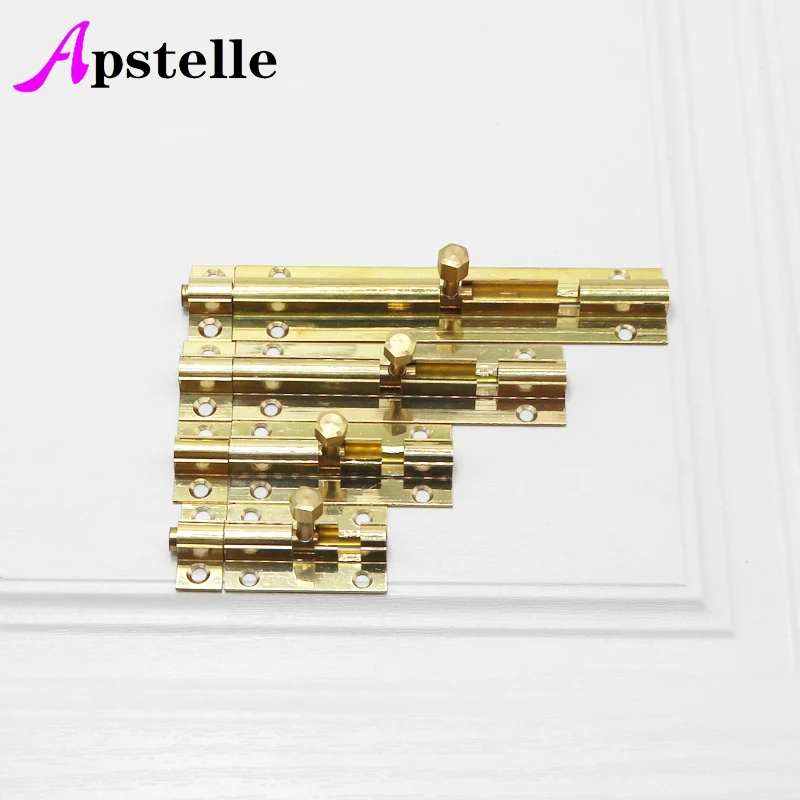 Brass Doors Slide Latch Lock Bolt Latch Barrel Home Gate Safety Hardware Screws 4 Size 1.5/2/3/4 Inch Gold