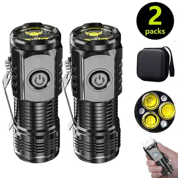 Mini 3LED Flashlight With Pen Clip，Night Walking, Portable Brightness,Rechargeable Waterproof Emergency Spotlight Outdoor Torch