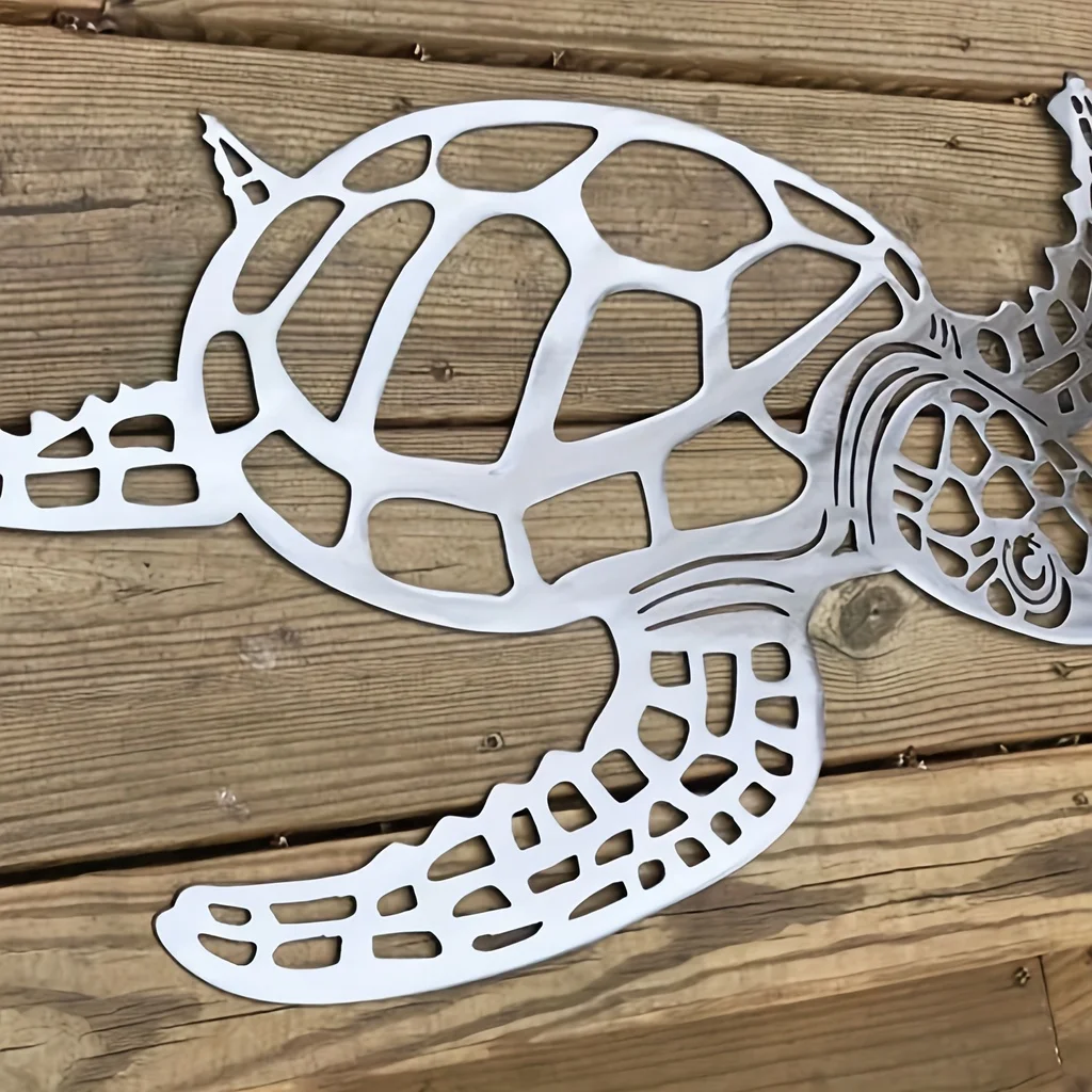 Tortue De Mer En Bois Sculpté Main - Décoration Murale Art Déco - Finition Naturelle