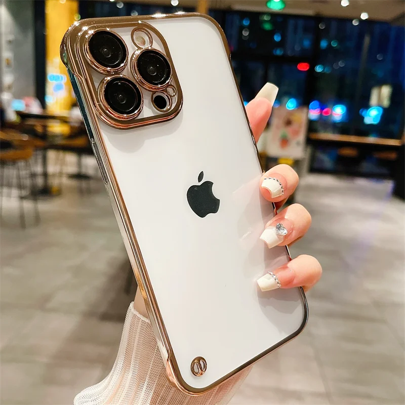 Luxury Frameless Plating Thin Shockproof Lens Film Bumper Case