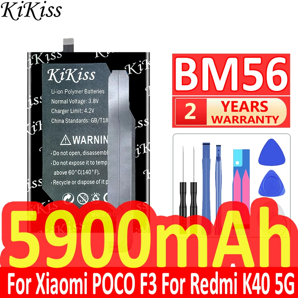 

5900mAh KiKiss Powerful Battery BM56 For Xiaomi POCO F3 GT For Redmi K40 5G