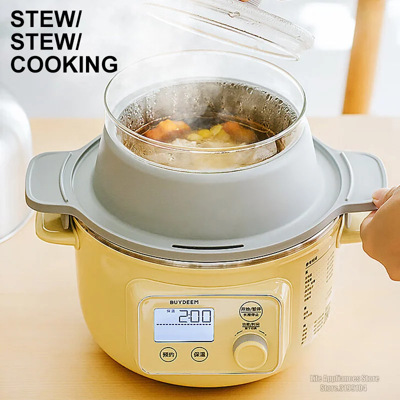 BUYDEEM Multifunction Electric Steamer 1.5L Household Mini Multi Cooker For 1-2 Person Reservation Timing Steam Pot For Kitchen