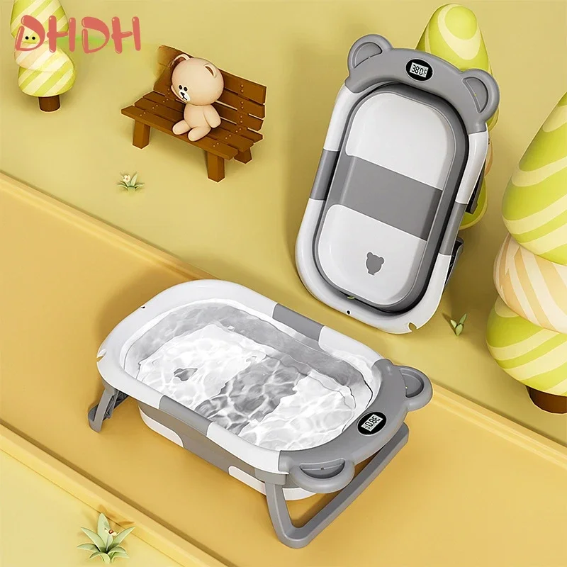 Vasca da bagno per neonato Vasca da bagno per uso domestico Vasca da bagno per bambini Grande pieghevole Facile da riporre Vasca da bagno a temperatura in tempo reale Prodotti per bambini - immagine 5