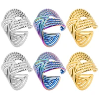 1/3Pcs Stainless Steel Geometric Hollow Wide Open Rings Trendy Exaggerated Finger Bijoux Anillos Jewelry 2