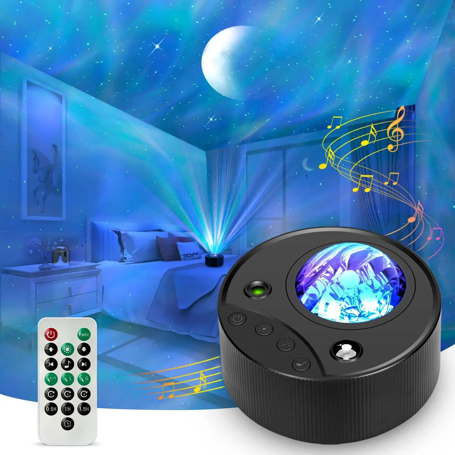 Star Projector LED Galaxy Projector Light, Night Light Projector with White  Noise Soothes Sleep, Music Player for Party, Rotating Lights for Bedroom  and Room Decoration, Gifts for Kids/Adults 