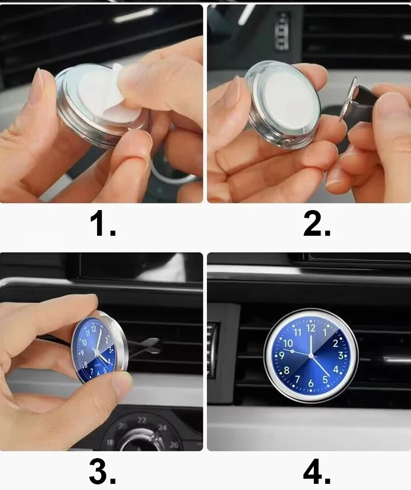 Auto Luft auslass Armaturen brett Uhr, aufklebbares elektronisches nacht leuchtendes Zubehör für Auto Auto Armaturen brett Uhr im Auto 40mm – Detail 9