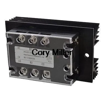 

DC 5-32V to AC 380V 10A трехфазное твердотельное реле с чёрным радиатором