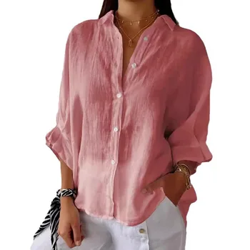 Camicia con design a cravatta posteriore in lino primaverile 1
