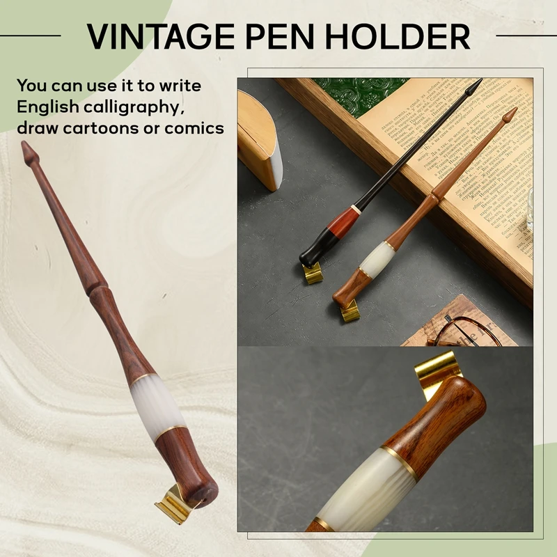 KEKA Wood Calligraphy Dip Pen English Calligraphy Pen Copperplate Script Oblique Dip Holder With Glass Nibs Accessories