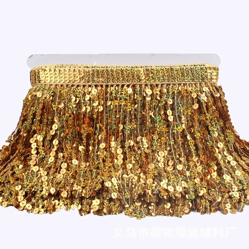 Tassel Trim 16cmX10yards Laser Sequin Tassel Fringe Ribbon Dance Performance DIY Sewing