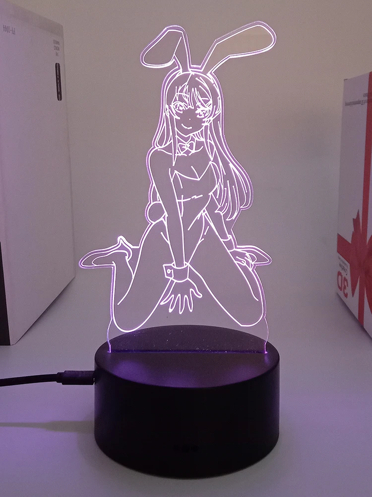Ddecoração para Quarto Alilo Bunny Girl Senpai Sakurajima Led Luminaria Anime Figure Luz Noturna Lampada Mangá Controle Iluminação Noite Twilight Abajou Room Decor 3d Lamp Avatar Painel Letreiro Luminoso Light Mai 2 Computers & Electronics