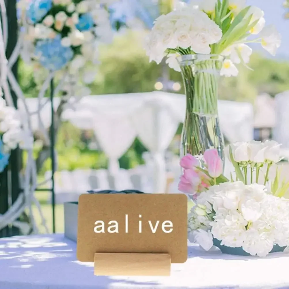 20/40/60/100PCS 나무 장소 카드 홀더 나무 테이블 번호 스탠드 결혼식 로그인 소박한 메시지 이름 s 디스플레이 스탠드