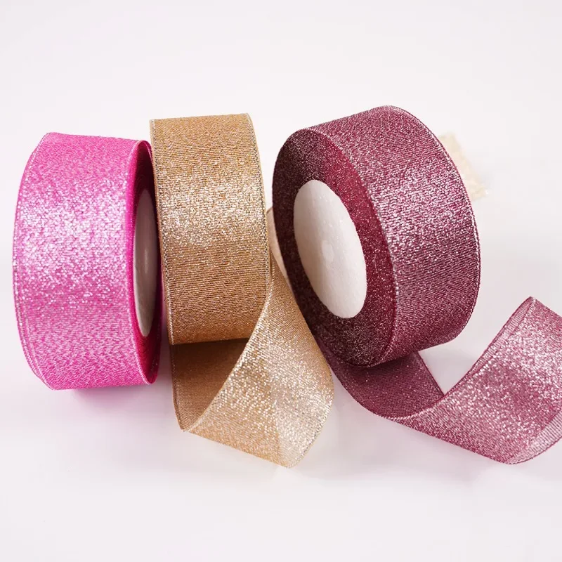 Glitter Organza Ribbon Bow for Decorations and Gift Wrapping, 40mm x 22m