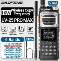 Baofeng UV-25 PRO MAX Air Band Walkie Talkie 16w Wireless Copy Frequency NOAA Type-C Charger AM Long Range Ham Two Way Radio 1