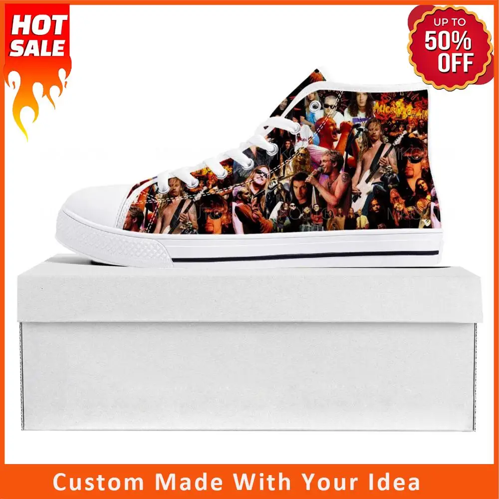 

Высококачественные мужские и женские кроссовки Alice In цепей, металлическая рок-группа, популярные высокие кроссовки, холщовые кроссовки для подростков, обувь на заказ для пар