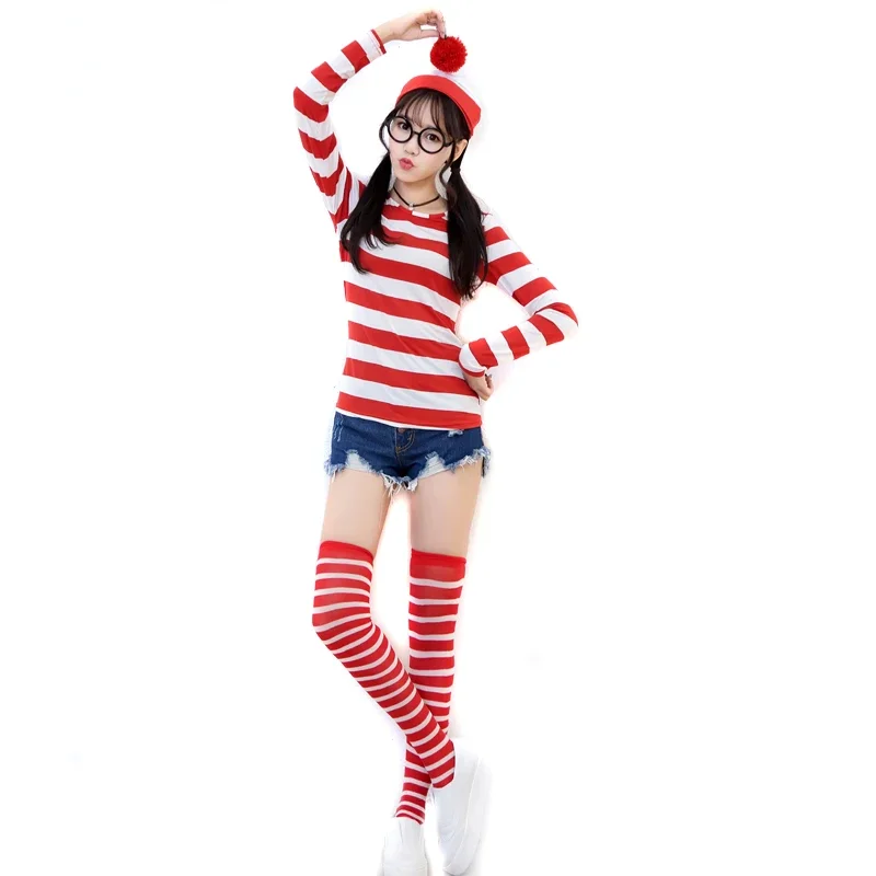 Dove Sta Wally Waldo Tv Cartoon Stag Night Outfit Donna Adulta Red Stripe Fancy Dress Costume Di Halloween