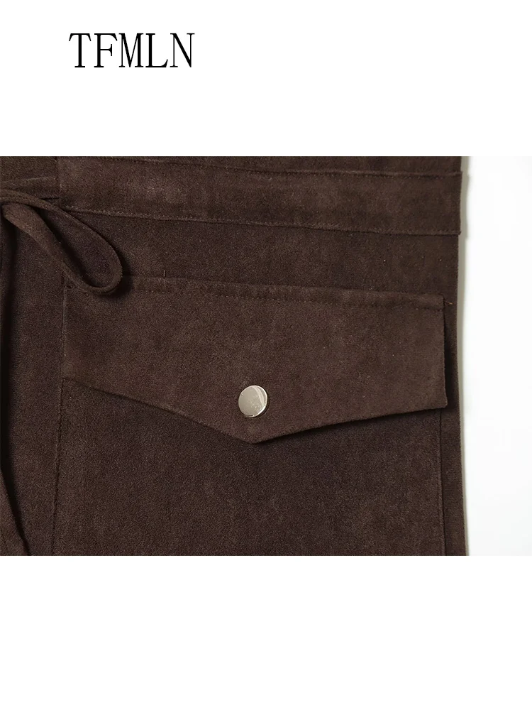 Causal Women Zipper Vest Coats 2025 Autumn Fashion V-neck Sleeveless Drawstring Chic Streetwear Vintage Pockets Solid Jackets