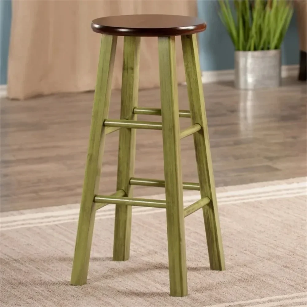 

Bar Stool Wood Ivy 29" Bar Stool Rustic Green & Walnut Finish Stools Chair Kitchen Tabourets Furniture