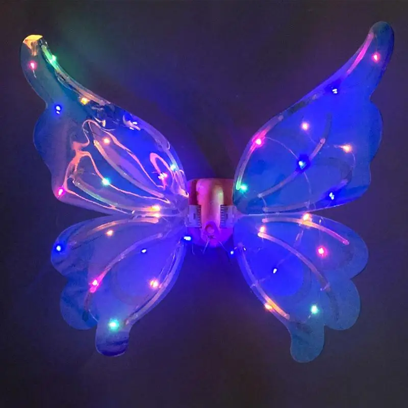 Lighted Electric Butterfly Wings Princess Butterfly Fairy Elf Angel Wings with Led String Lights Halloween Dress Up Cosplay