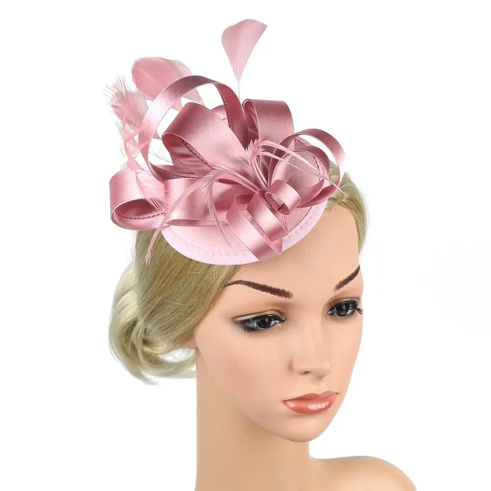 Women Fascinator Hat with Clip, Phillbox Feather Hair Clip Kentucky Derby Cocktail Tea Party Hair Accessories Ladies Headwear 2