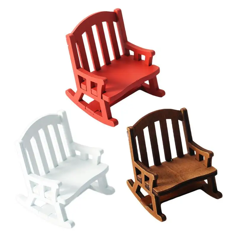 

Wooden Dollhouse Chair children Doll House pretend play Rocking Chair realistic Miniature Dollhouses decor Furniture Accessories